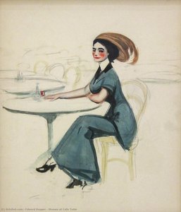 Woman At Cafe Table — Edward Hopper