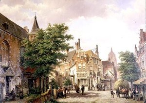 Figures At A Crossroads In Amsterdam — Willem Koekkoek