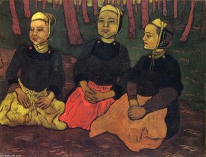 Three Breton Women In The Forest — Georges Lacombe