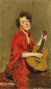 Girl With Guitar — William Merritt Chase, Impressionism