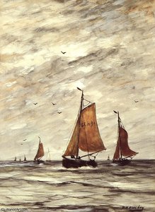 Ships At Sea Sun — Hendrik Willem Mesdag