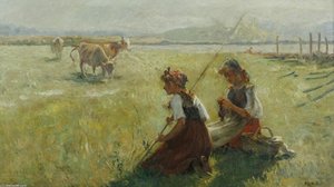 Niñas En El Campo — Alberto Pla Y Rubio