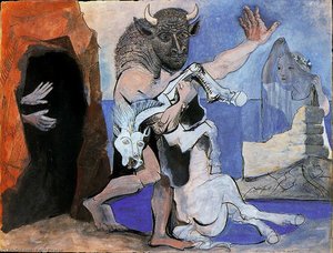 Minotauro Y Yegua Muerta Delante De Una Gruta Y Niña Con Velo — Pablo Picasso
