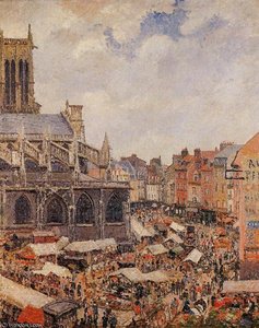The Market By The Church Of Saint-jacques, Dieppe. — Camille Pissarro