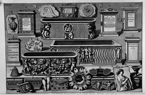 The Roman Antiquities, T. 3, Plate Xxviii. Stones, Sarcophagi And Other Objects Found In Burial Chambers Above. — Giovanni Battista Piranesi