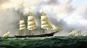 Sailing Near Sandy Hook — James Edward Buttersworth