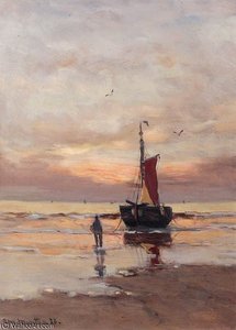 A Bomschuit At Sunset