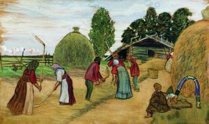 Threshing — Boris Mikhailovich Kustodiev