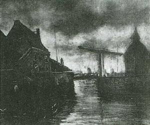 View Of A Town With Drawbridge — Vincent Willem Van Gogh, Post-impressionism