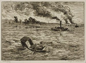 The Steamboats (steamy Harbor) — Charles-françois Daubigny