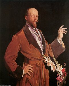 Self Portrait With Gladioli — George Washington Thomas Lambert