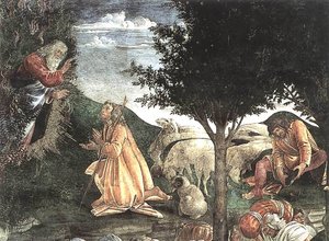 Die Verurteilungen Und Berufung Mose (detail 3) (kapellen Von Singtal, Vatikan) — Sandro Botticelli