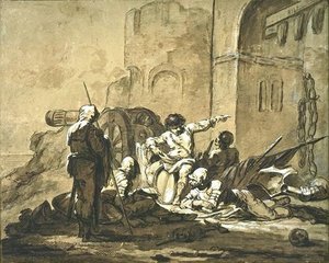 Group Of Soldiers At The Gate Of A Castle — Salvator Rosa