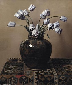 Still Life With Tulips In A Jar