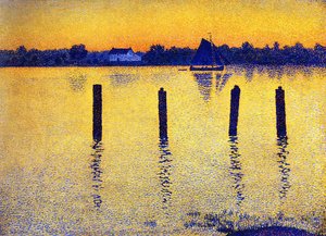 Sailboats On The River Scheldt — Тео Ван Риселберг, Neo-impressionist Style
