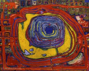 The Tower Of Babel Pierces The Sun — Friedensreich Hundertwasser, Expressionism