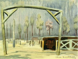 Entrance To Stables, Camp Jackson, South Carolina — Charles Burchfield