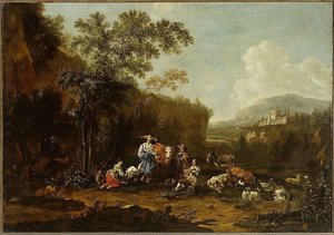 Italian Landscape With A Group Of Shepherds — Jan Dirksz Both