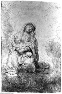 Madonna And Child In The Clouds — Rembrandt Van Rijn, Baroque