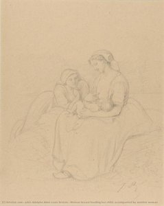 Woman Breast Feeding Her Child, Accompanied By Another Woman — Jules Adolphe Aimé Louis Breton, Realism