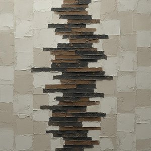 Fragmentierte Schichten Aus Erodiertem Holzkohle Und Ocker — David Moreau, Gips- & Texturkunst