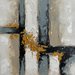 Interrupted Strata Of Ochre And Charcoal — David Moreau, Plaster & Texture Art
