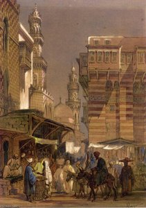 Market Day On The Mu'izz Id Din Li Lah, Old Cairo — Count Amadeo Preziosi