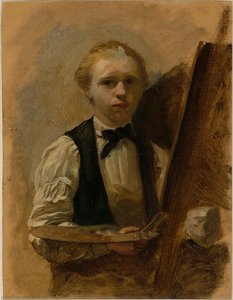 Zelfportret Voor De Ezel, Albert Neuhuys (1844-1914), 1854 - 1914 — Albert Neuhuys