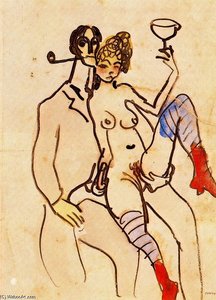 Angel Fernández De Soto With A Woman — Pablo Picasso, Cubist Portraiture