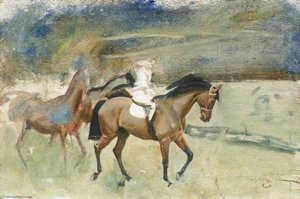 Study Of Racehorses — Sir Alfred James Munnings, Impressionistic Realism