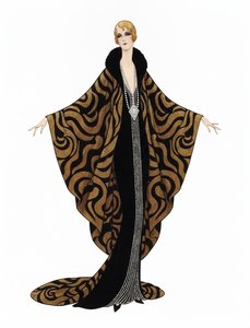 Obsidian Drapery With Gilded Waves And Linear Accents