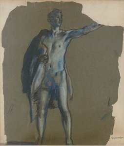 A Male Nude With Drapery Over His Right Shoulder And His Left Arm Outstretched — Arthur B. Davies
