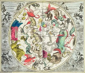 Map Of The Southern Hemisphere, From ''the Celestial Atlas, — Andreas Cellarius