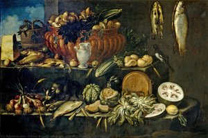 Still Life With Fishes And Vegetables — Felice Boselli, Baroque