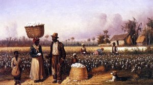 Negro Workers In Cotton Field With Dog — William Aiken Walker