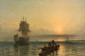 Sunrise At Sea — Henry Thomas Dawson, Marine Painting