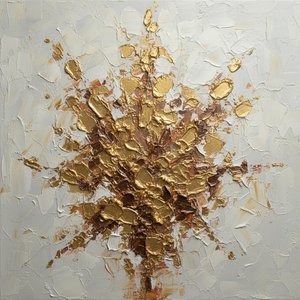 Radiant Gilded Fracture: A Monumental Study In Spontaneous Metallic Expansion — David Moreau, Contemporary Abstract
