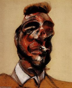 Three Studies For Portr. Of G.dyer On Light Ground Lef — Francis Bacon, Surrealist Expression