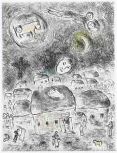 Illustration Für Louis Aragon’s Werk „wer Spricht Ohne Zu Sprechen“ — Marc Chagall, Surrealist Expressionism