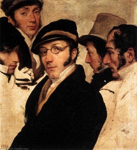 Self-portrait In A Group Of Friends — Francesco Hayez, Italian Romanticism