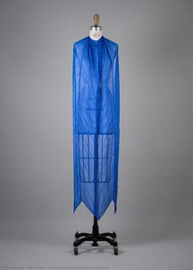 Issey Miyake, Blue Polyester Pleated Scarf — Miyake Issei
