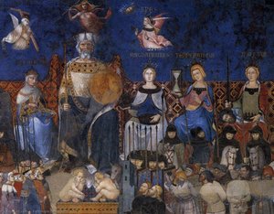 Allegory Of The Good Government (detail) — Ambrogio Lorenzetti, Late Medieval Byzantine