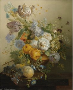 Still Life Of Flowers And Fruit — Jan Frans Eliaerts