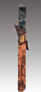 Untitled, Triangular Post With Face — Clarence Schmidt