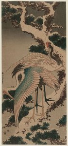 Cranes On Snowladen Pine — Katsushika Hokusai
