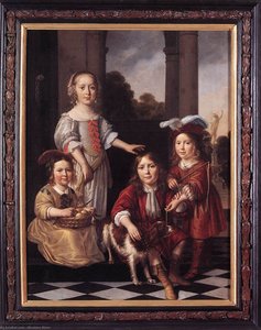 Portrait Of Four Children — Nicolaes Maes, Baroque