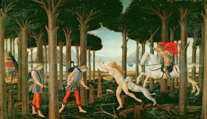 Nastagio's Vision Of The Ghostly Pursuit In The Forest — Sandro Botticelli, Renaissance