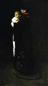 Mother And Child (also Known As The First Portrait, Mother And Daughter, His First Portrait) — William Merritt Chase, American Impressionism
