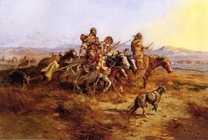 Indian Women Moving — Charles Marion Russell, Romantic Realism