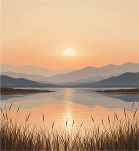 Ewiger Bernstein-horizont: Eine Singuläre Meditative Studie Serenierter Bergsilhouetten — Laurent Roche, Soft Minimalism